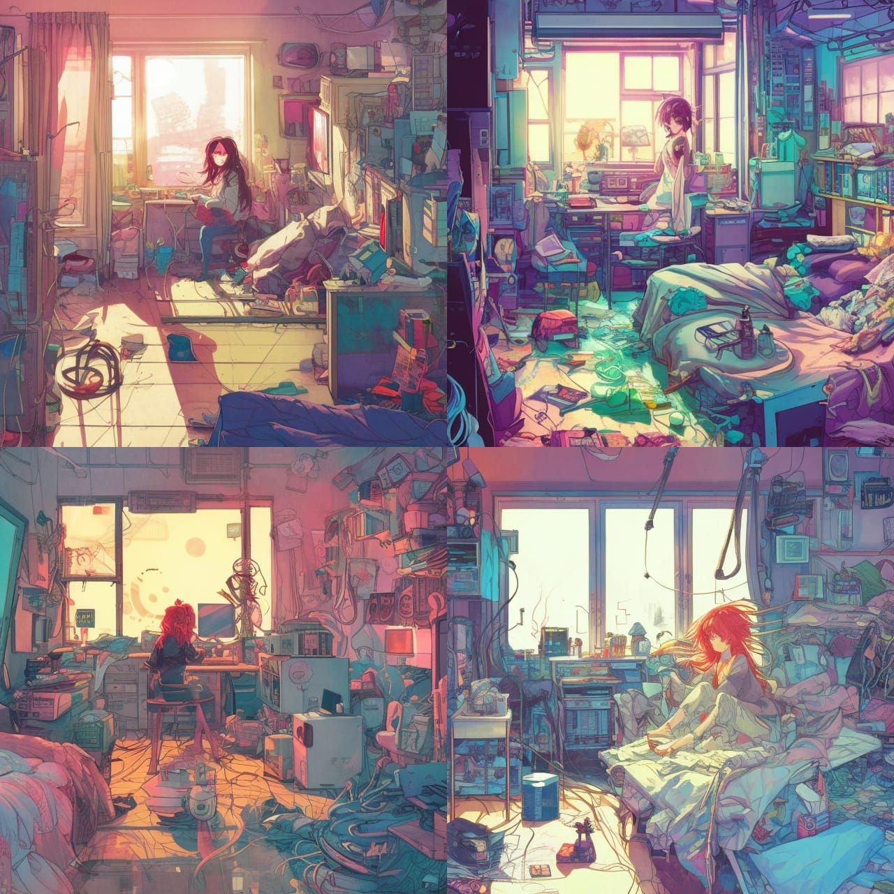 Cyberpunk Lo-Fi Room: Comic Book Style