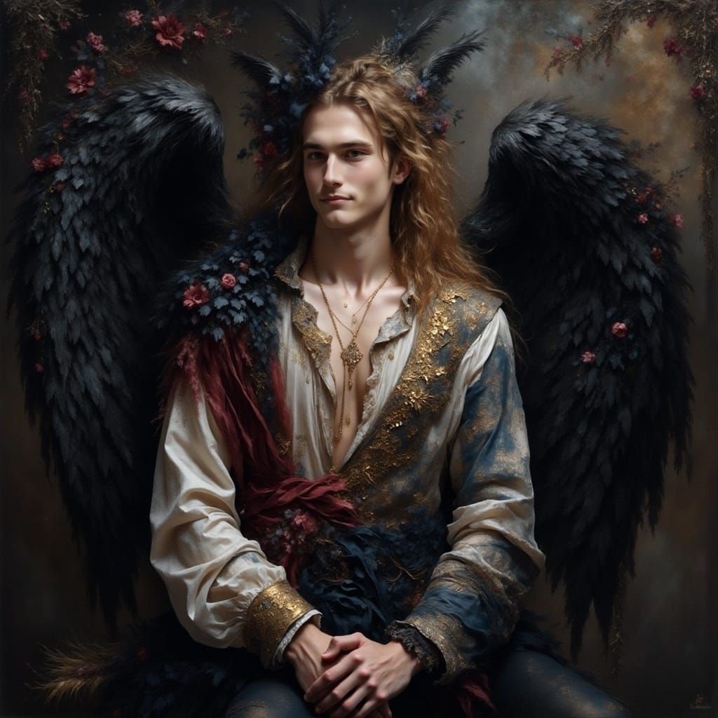 Renaissance Angel in Smoky Renaissance Style Oil Painting