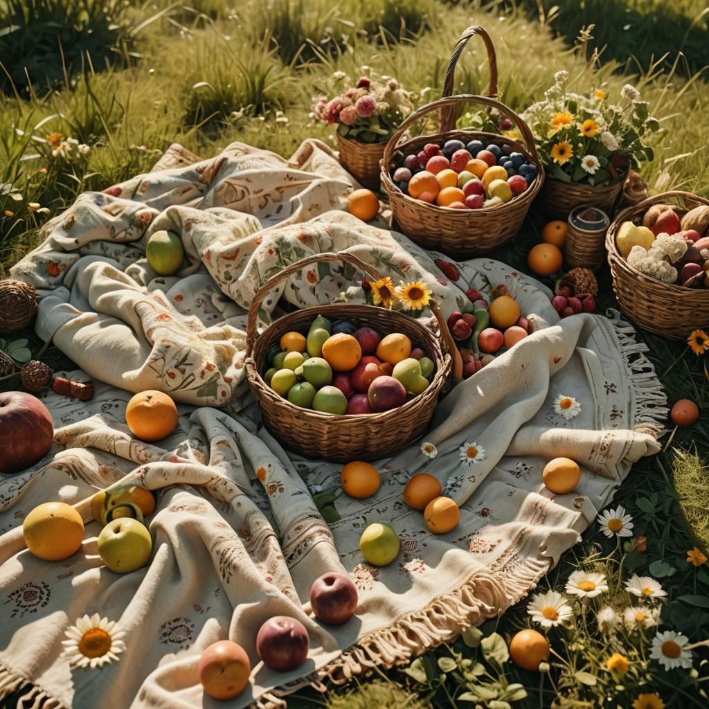 Boho Outdoor Scene in a Matte Painting Style