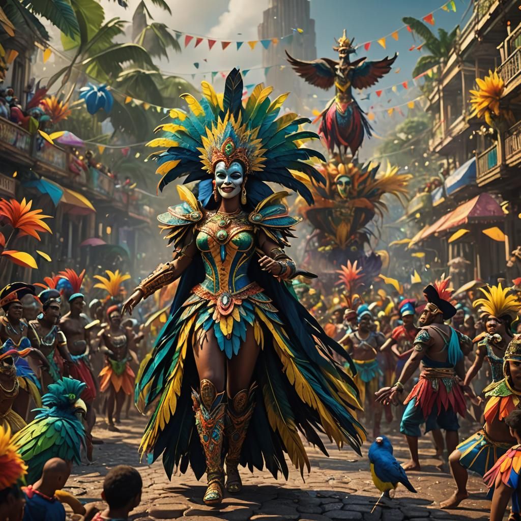 Rio Carnival: Vibrant Costumes in Epic Scene