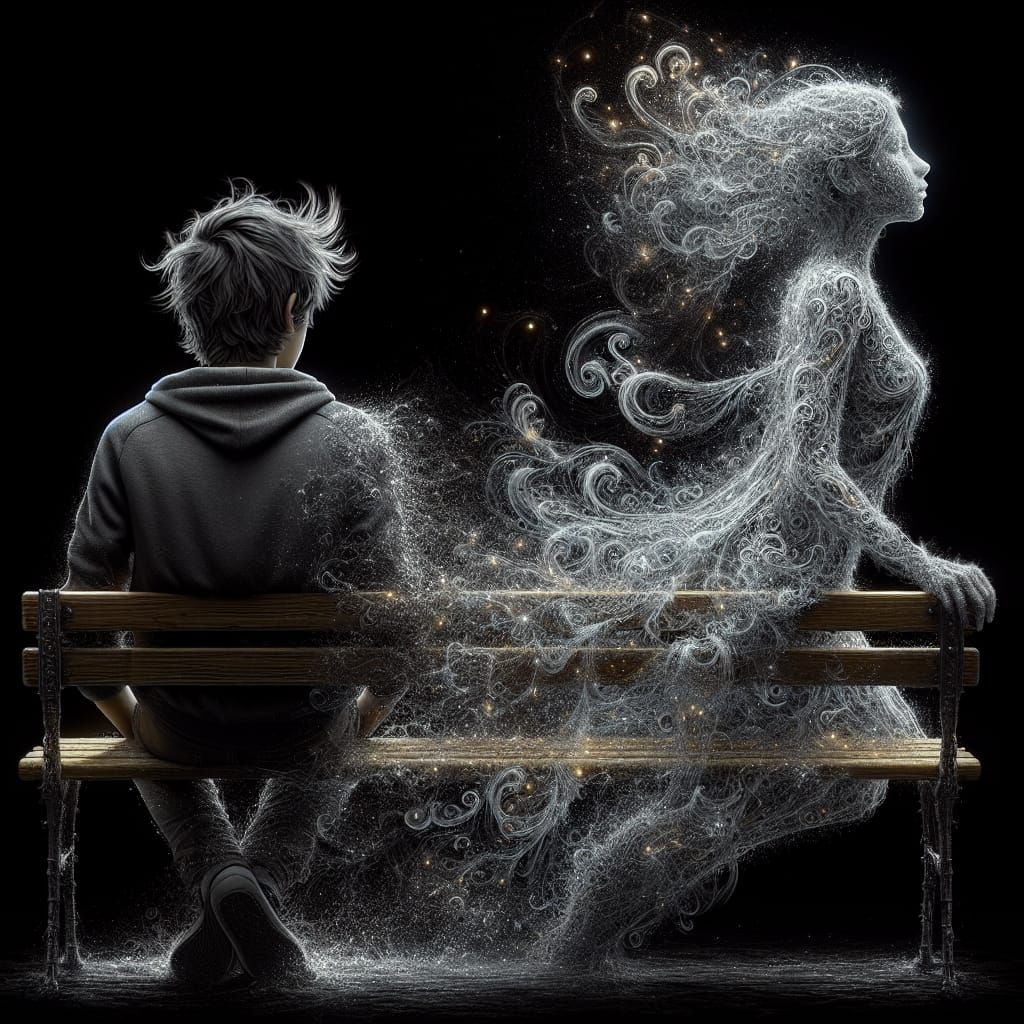 Ethereal Companion: Boy and Spectral Figure