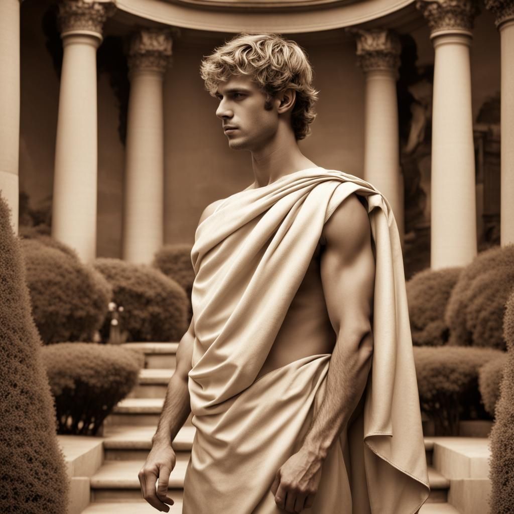 Sepia photo of a Roman Youth