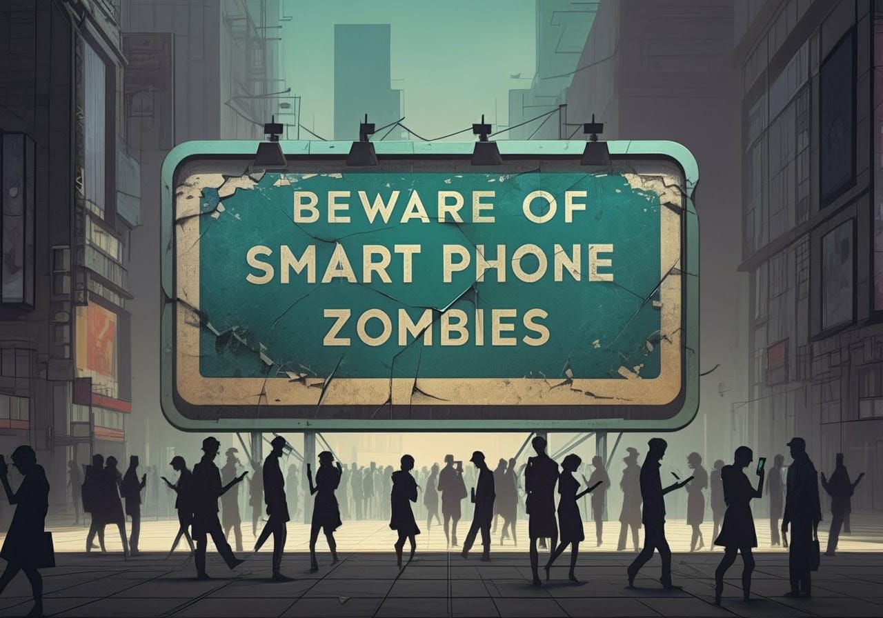 Billboard "Beware of Smart Phone Zombies"