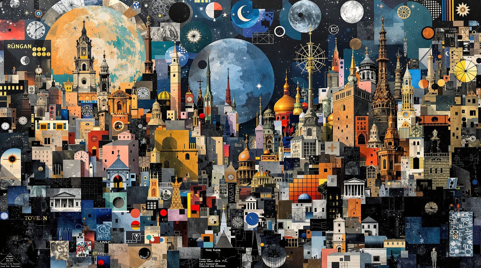 Lost Cities Collage in Surreal Abstract Patterns