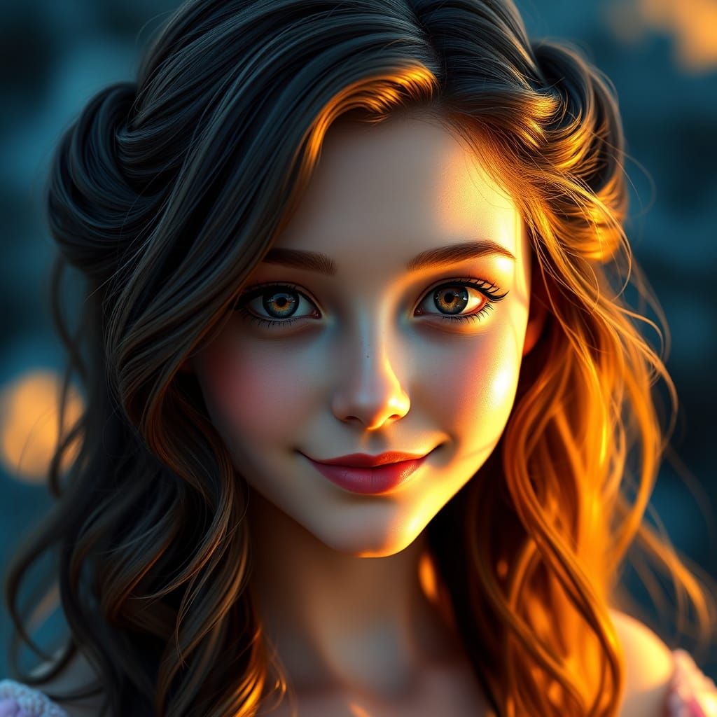 Enchanting Young Woman in Rich, Fantasy-Inspired Portrait