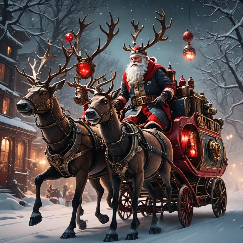Cyborg Santa's Steampunk Sleigh Ride
