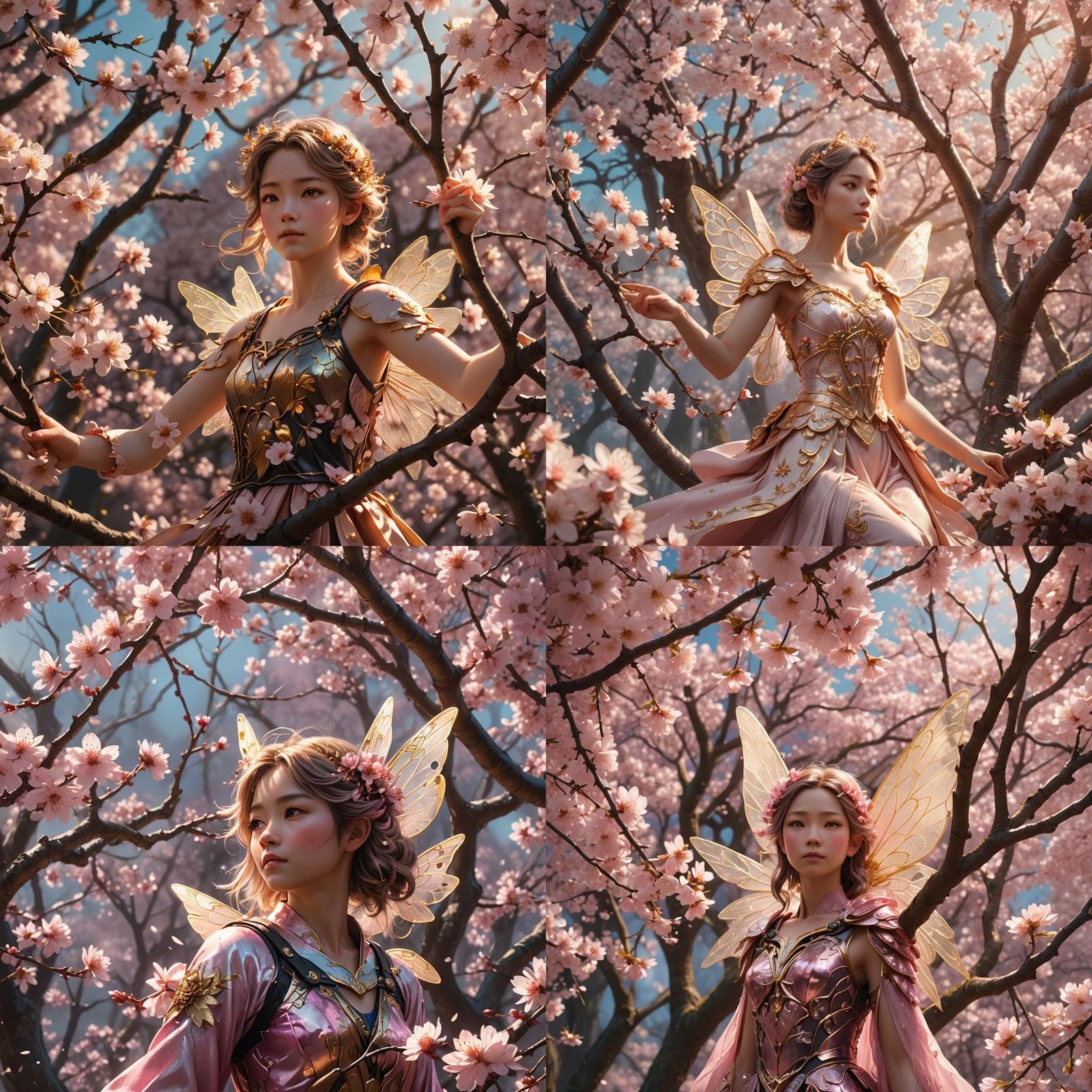 Sakura Fairy in Tree: Digital Matte Painting