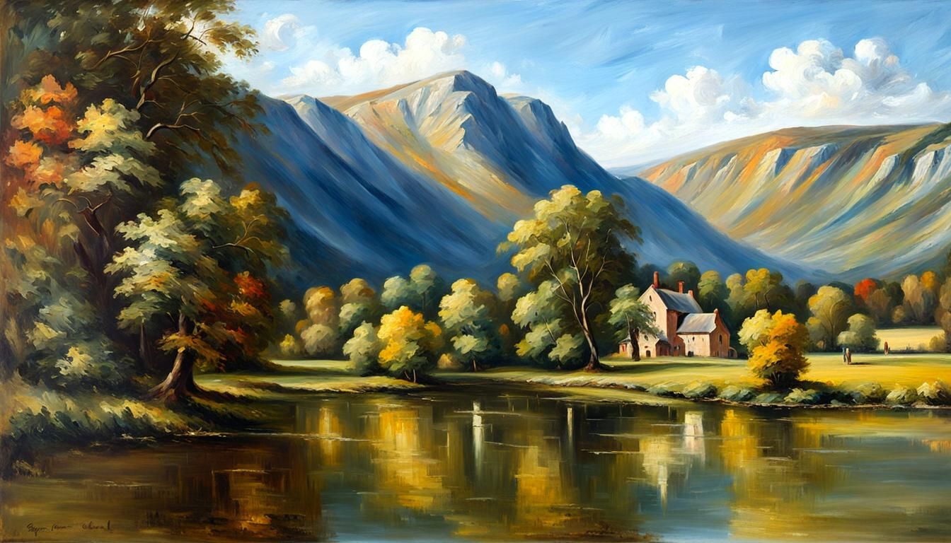 Constable-esque Landscape Oil Painting