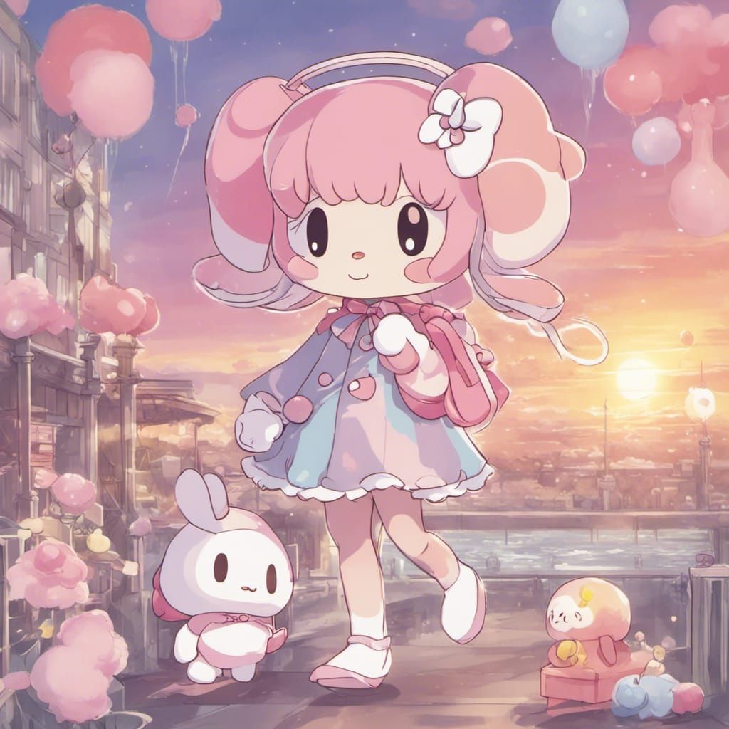 My Melody Humanized in Anime Style