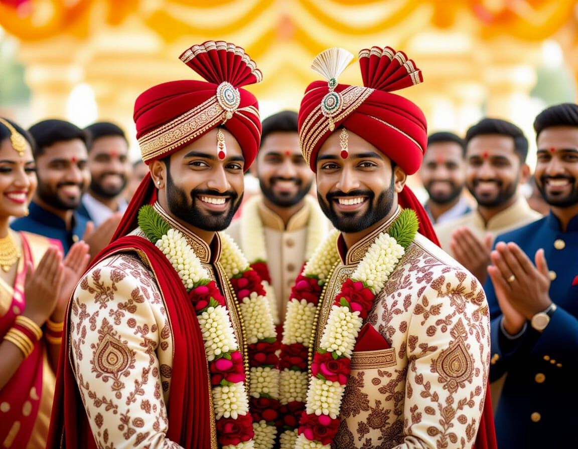 South Indian Grooms at Wedding Ceremony