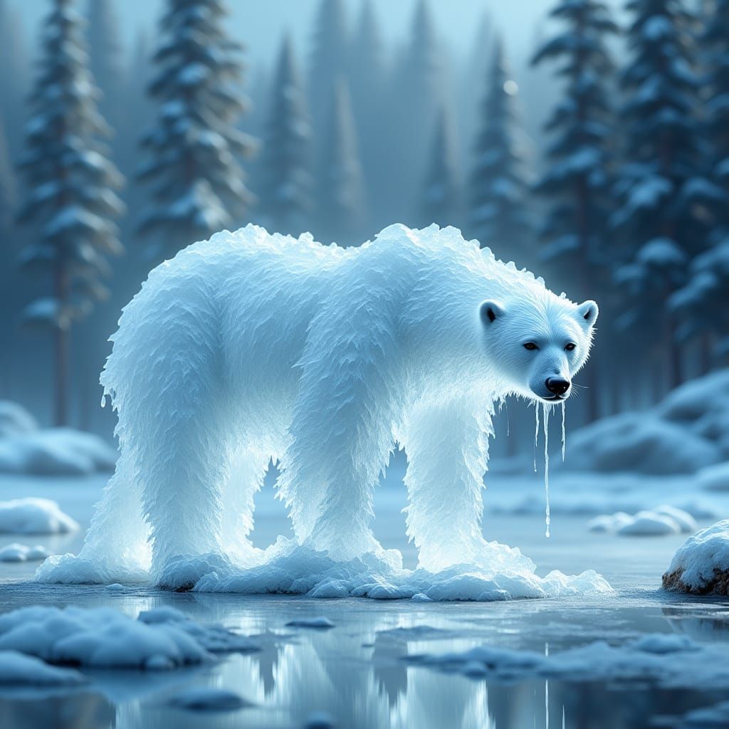 Transparent Ice Bear in Ethereal Light