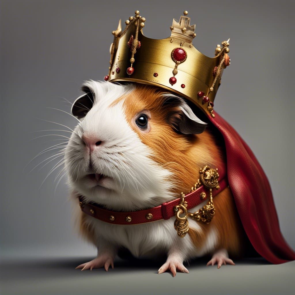 Guinea Pig King with Golden Sword, Detailed Portrait