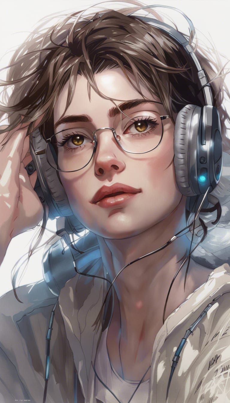 Anne Hathaway Portrait with Glowing Skin in Anime Style