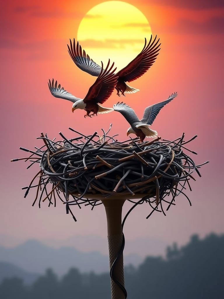 Fiber Optic Eagle Nest in Modern 3D Design
