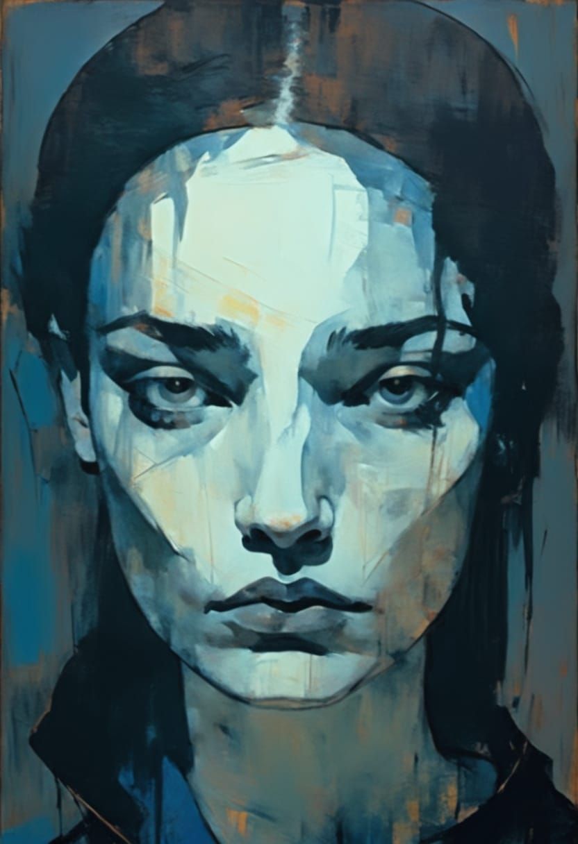 Brooding Woman in Expressionist Style