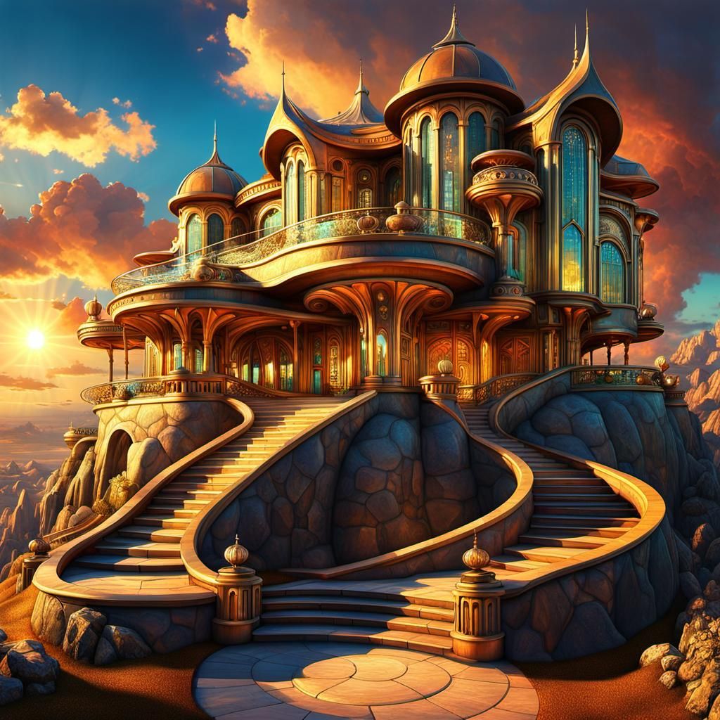 Golden Sci-Fi Mouse House on Hilltop