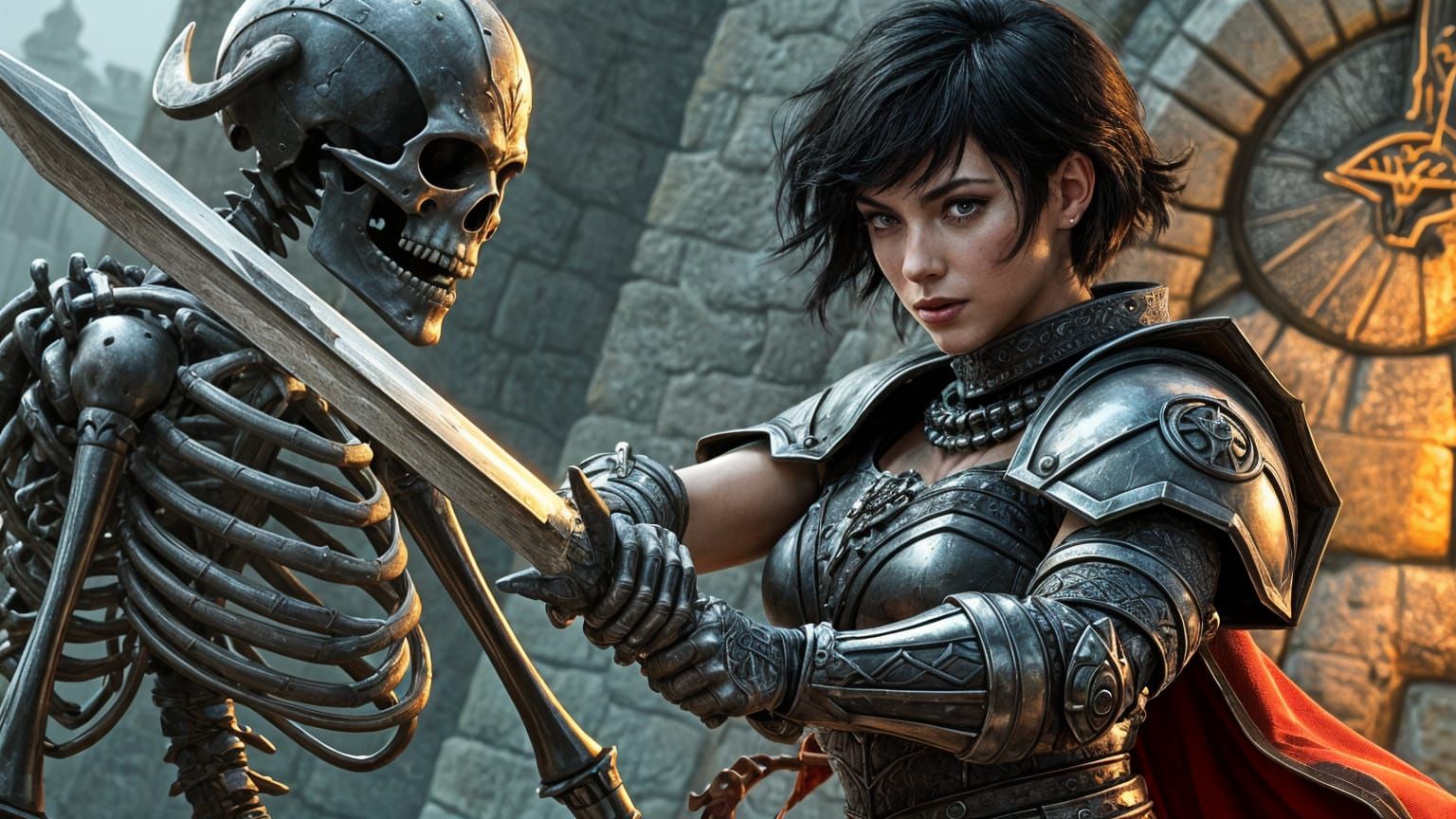 Medieval Woman Warrior Sword Fight