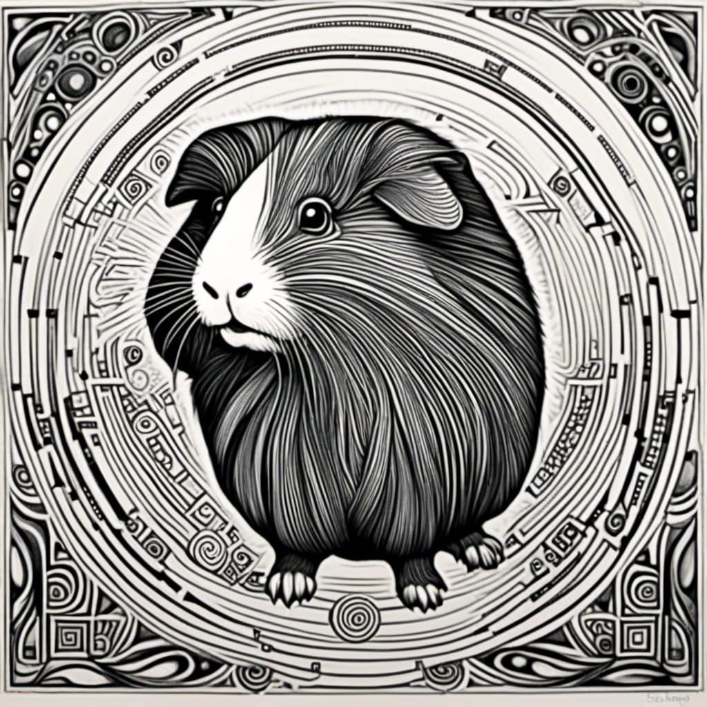 Guinea Pig in Doodle Art Style