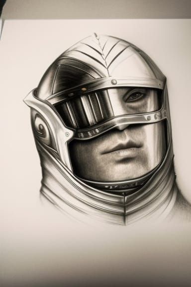 Hyperdetailed Charcoal Drawing of a Knight Portrait