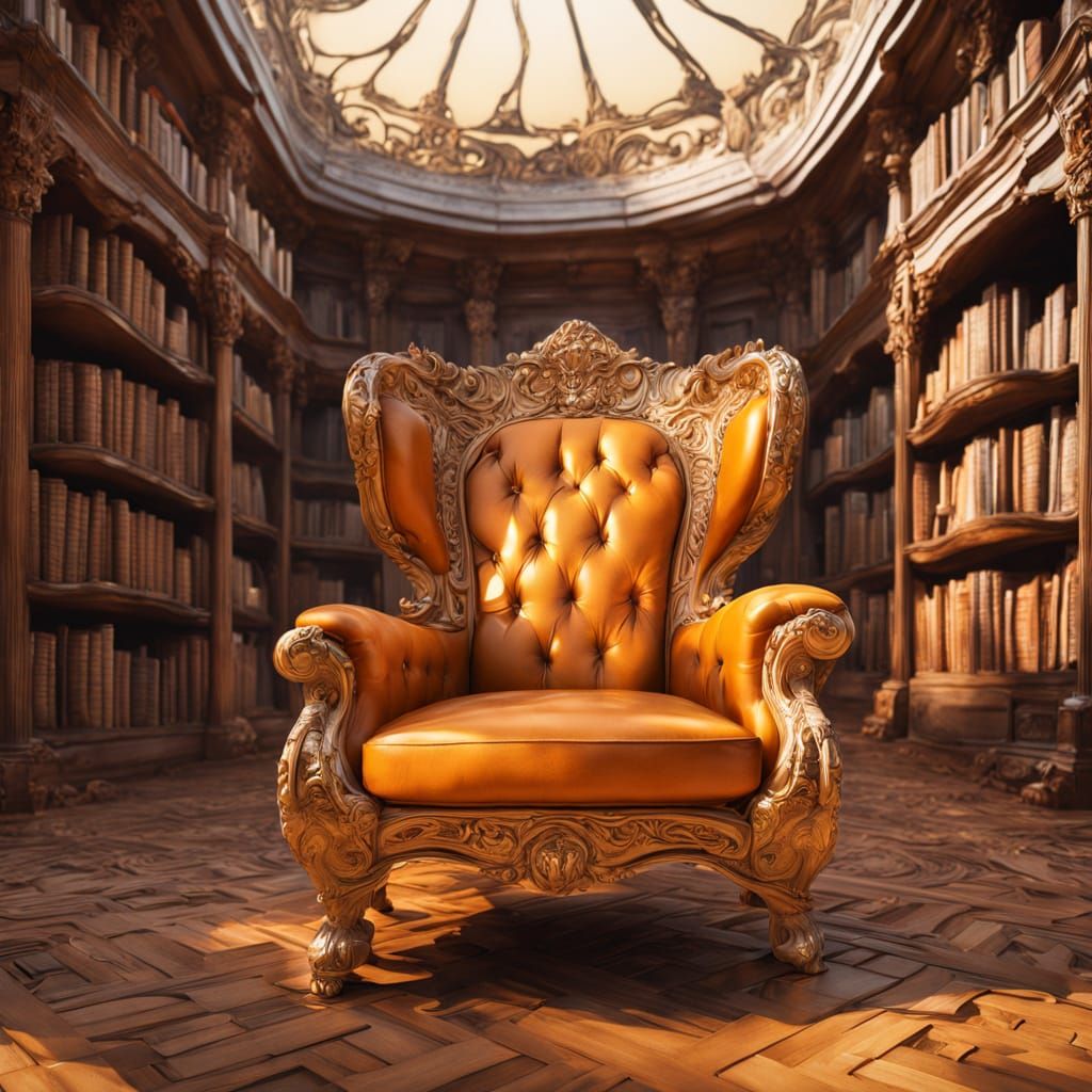 Surreal Honey Armchair in Cozy Library