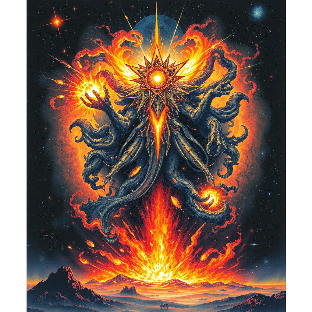Cosmic Deity Emerges from Planetary Inferno