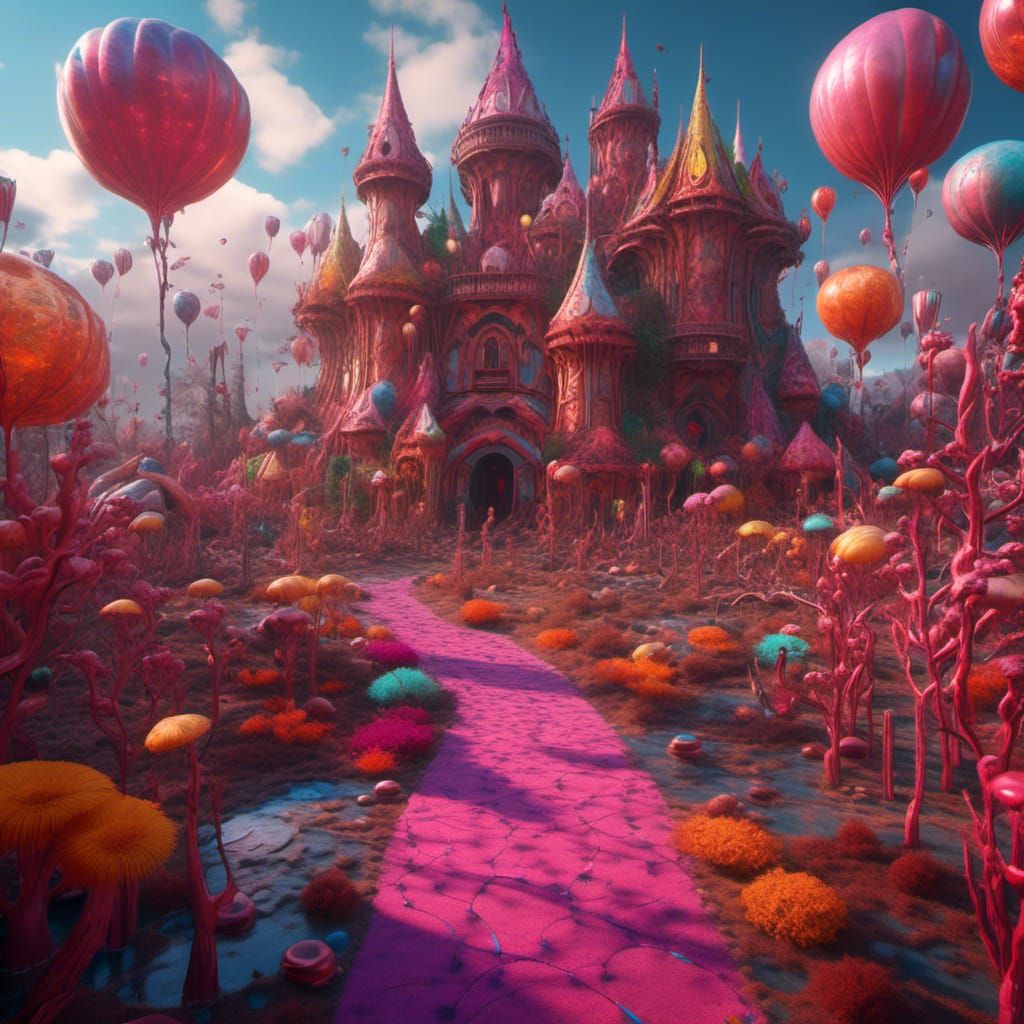 Detailed Matte Painting of a Fantastical Candy Land