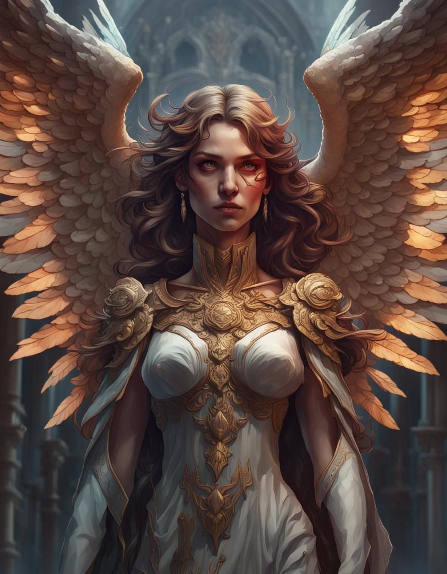 Angel of Death Portrait in Art Nouveau Style