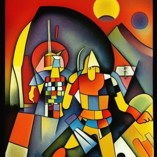 Gladiators at Hell's Gate: Vorticist Storybook Illustration