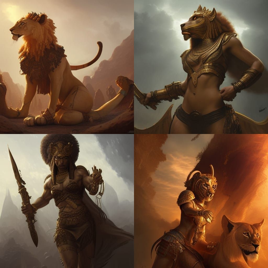 Sekhmet Lioness Goddess in Dark Fantasy Style