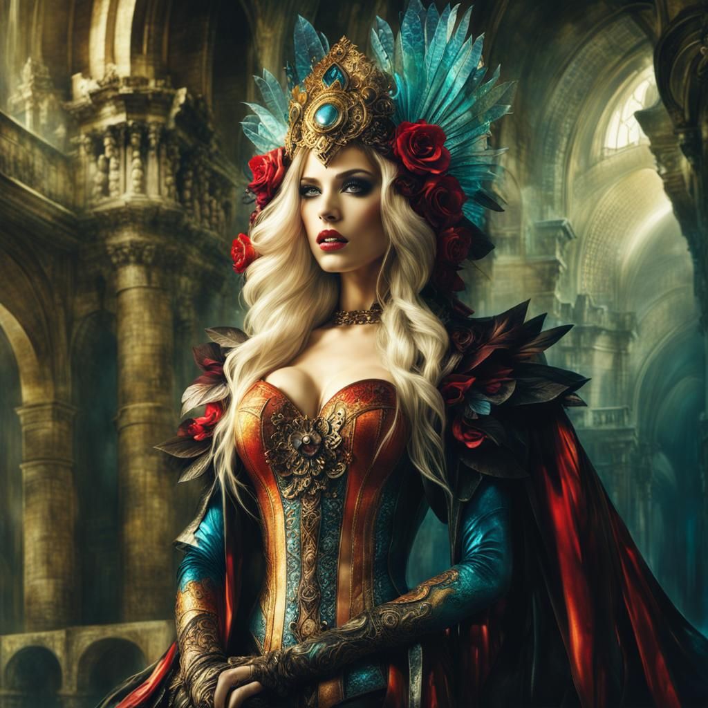 Colorful Aqua-Woman Portrait in Painterly Style