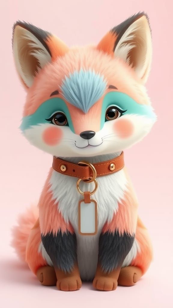 Pastel Fox Plushie in Children's Book Style