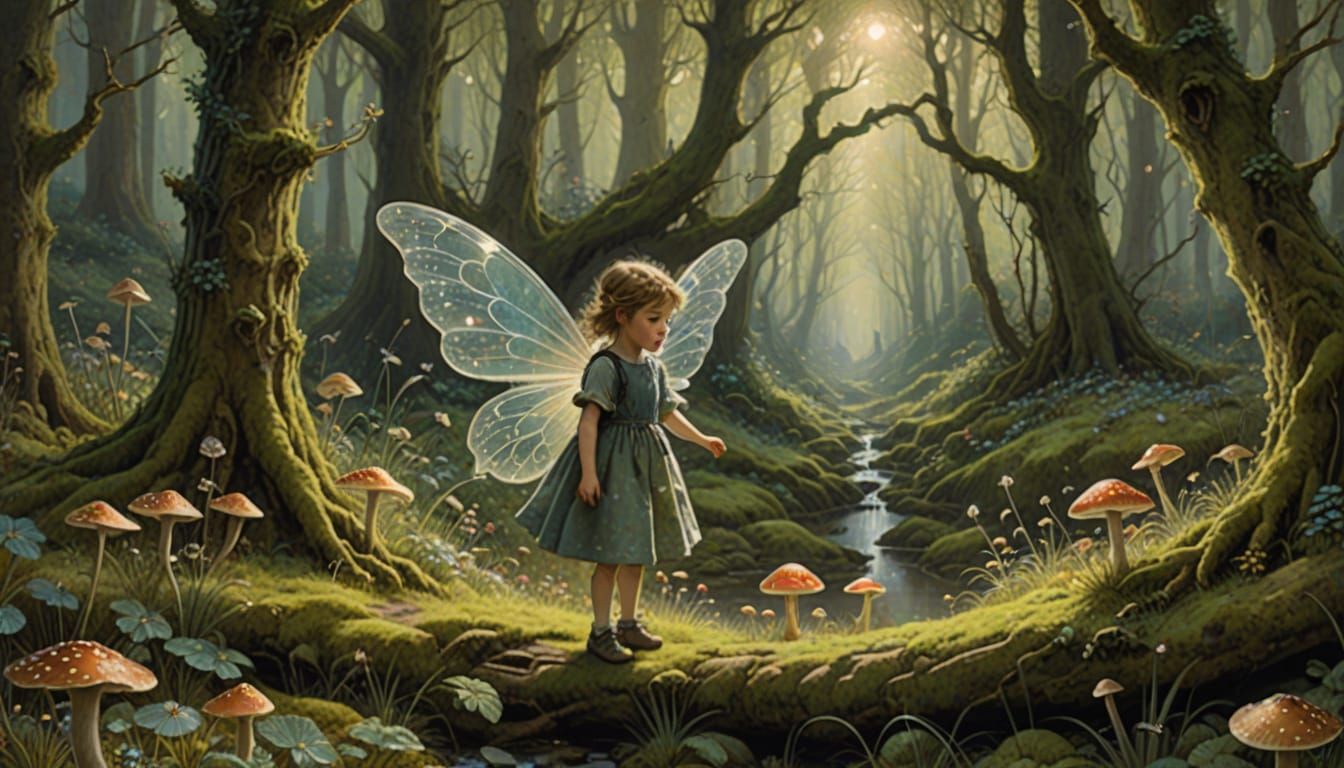 Whimsical Fairy in Enchanting Glen Oil Painting