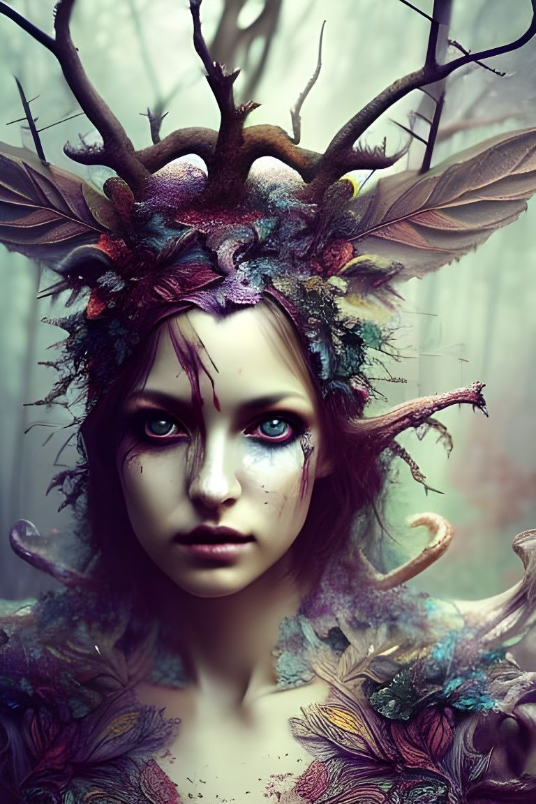Forest Nymph Portrait in Detailed Digital Painting Style