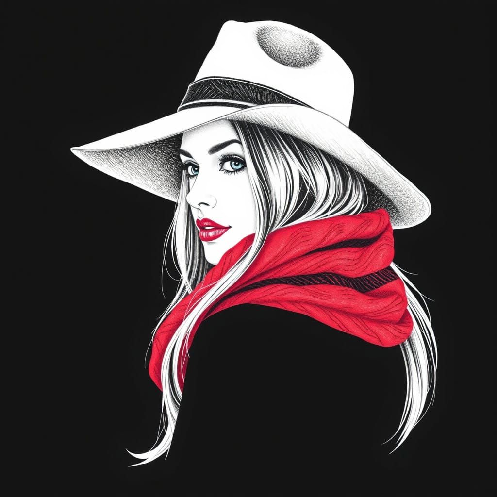 Elegant Woman in Profile, Winter Style