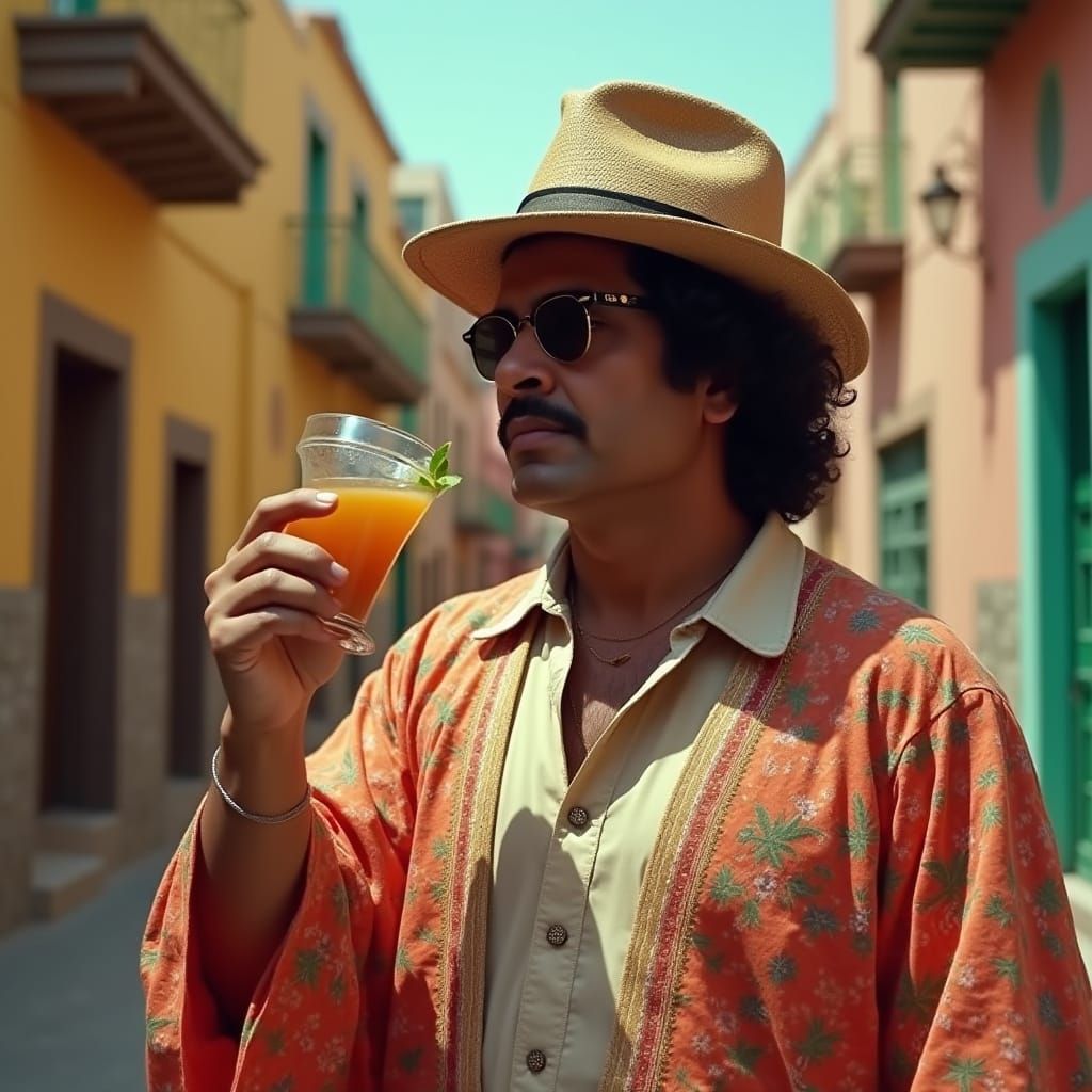 Pablo Escobar in Traditional Abaya, Sipping Mint Tea in Vibr...