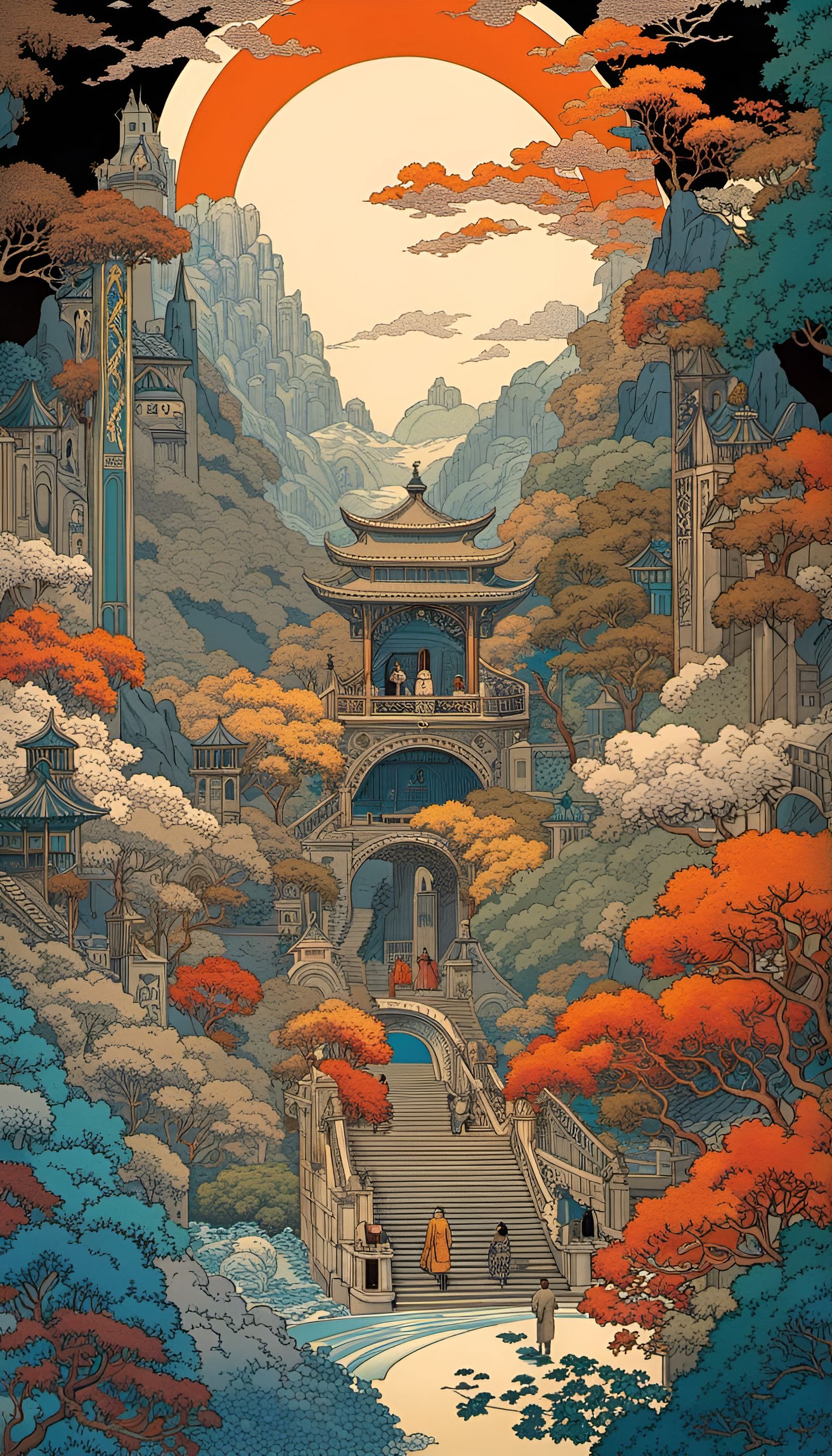 Futuristic Graphic Novel Illustration in Art Nouveau Style