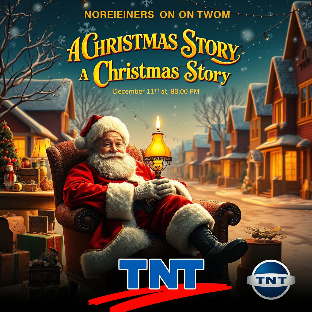 Festive Holiday Poster of Santa Claus in Concept Art Style