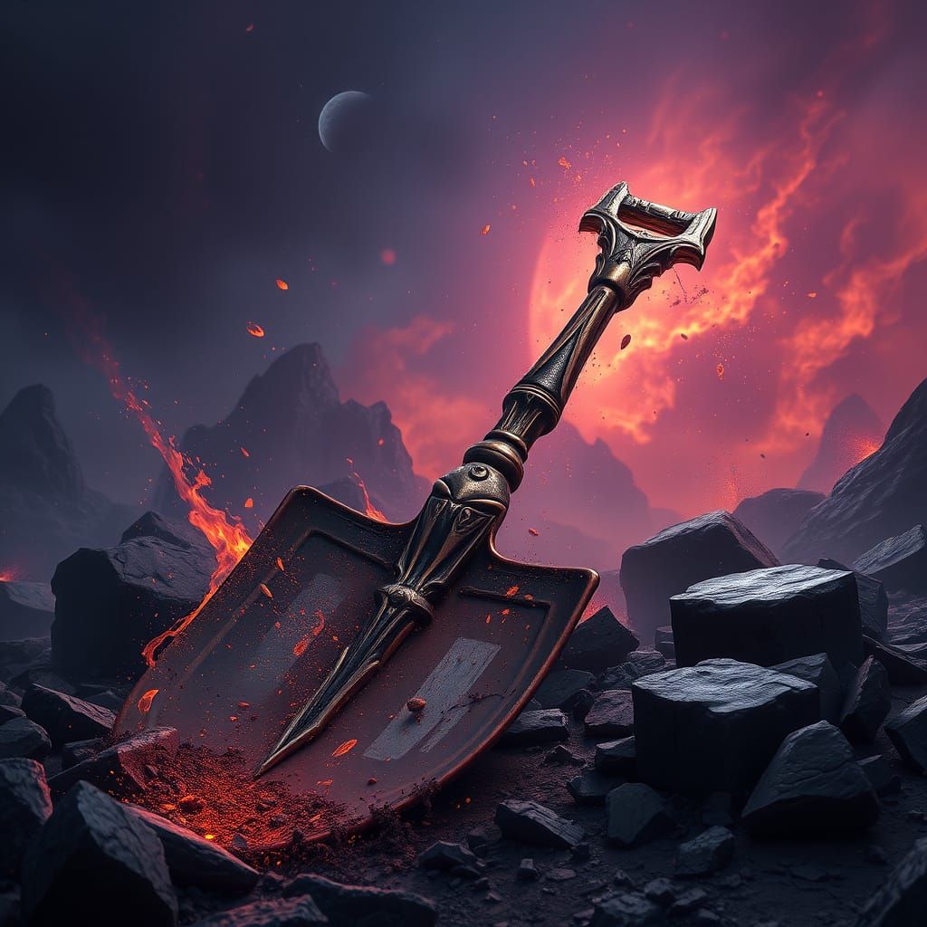 Epic Fantasy Shovel, Illuminated in Radiant Hues