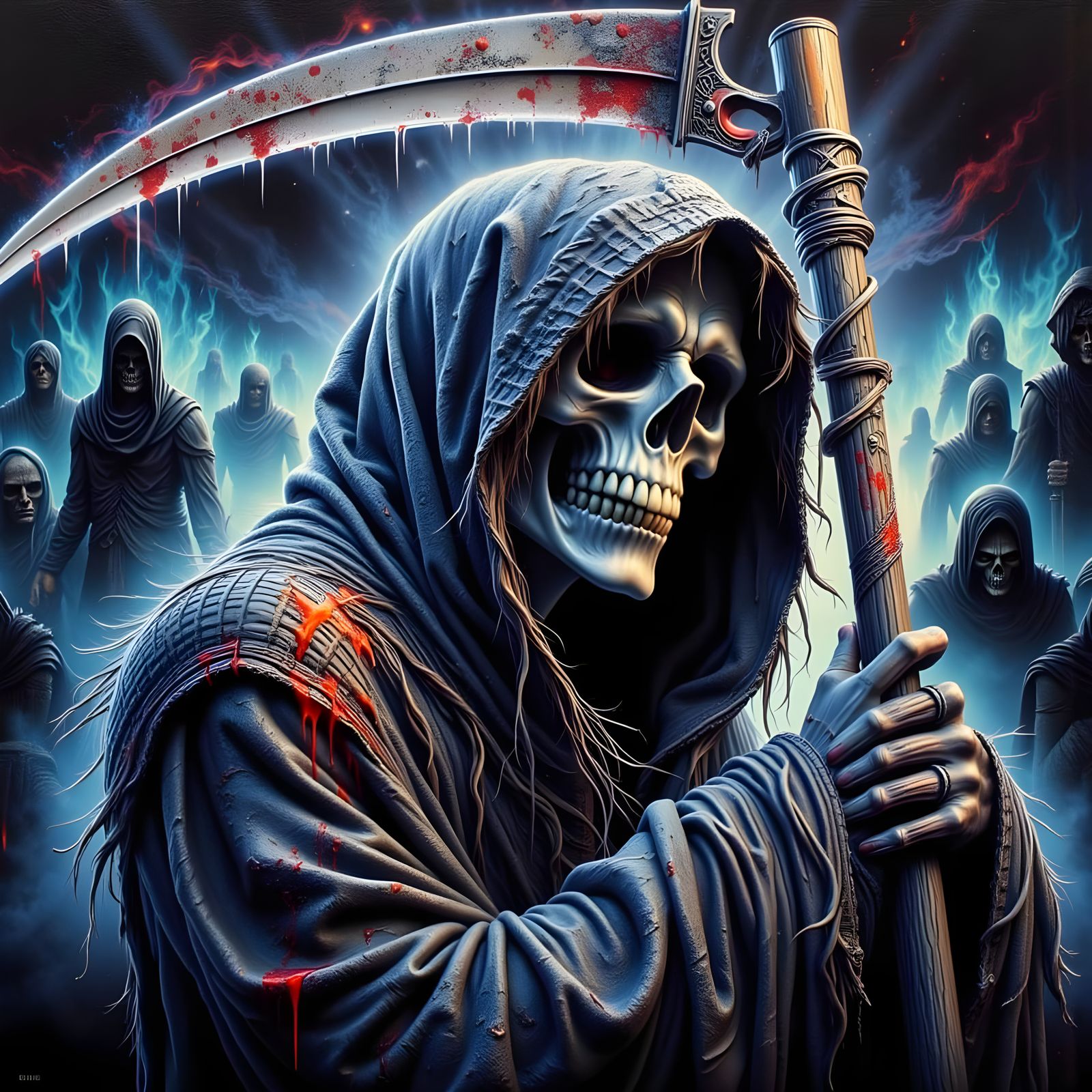 Grim Reaper Graffiti Art in Airbrush Style