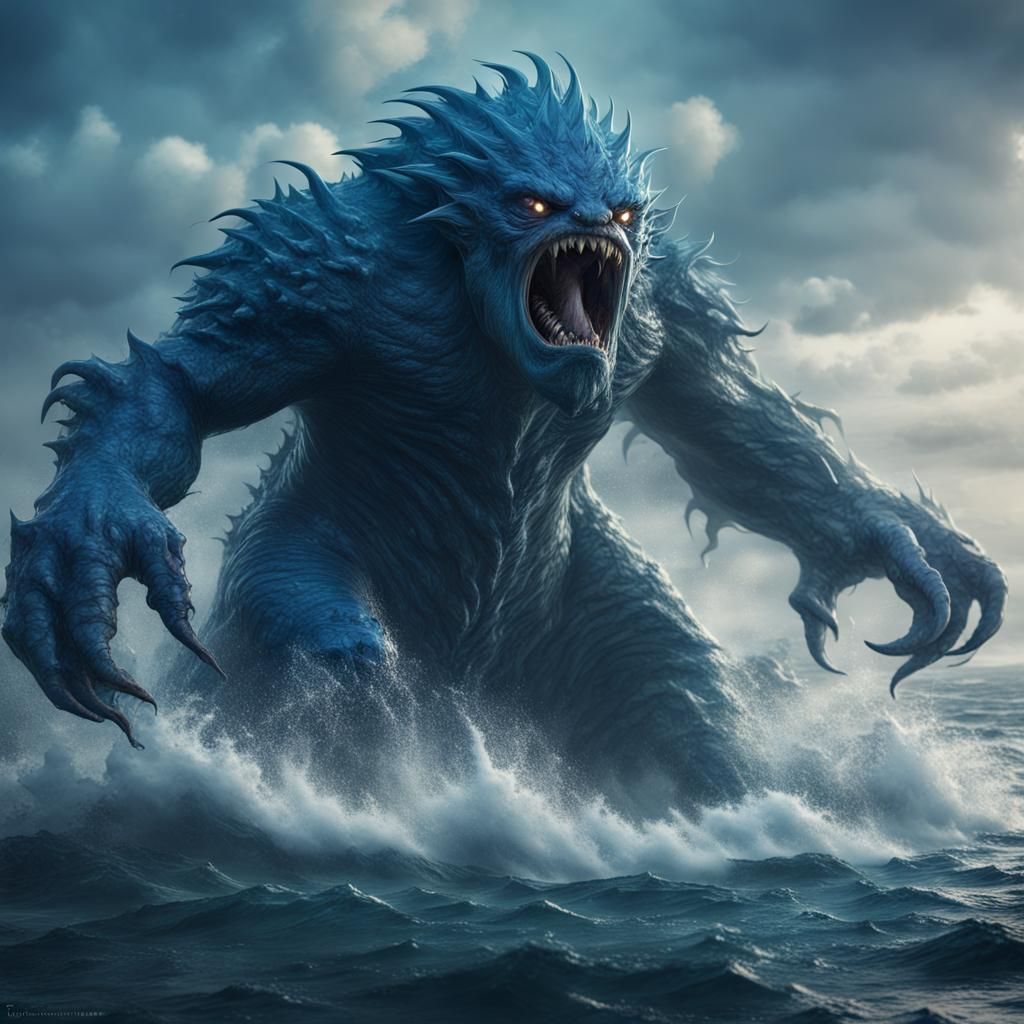 Giant Blue Sea Monster Concept Art