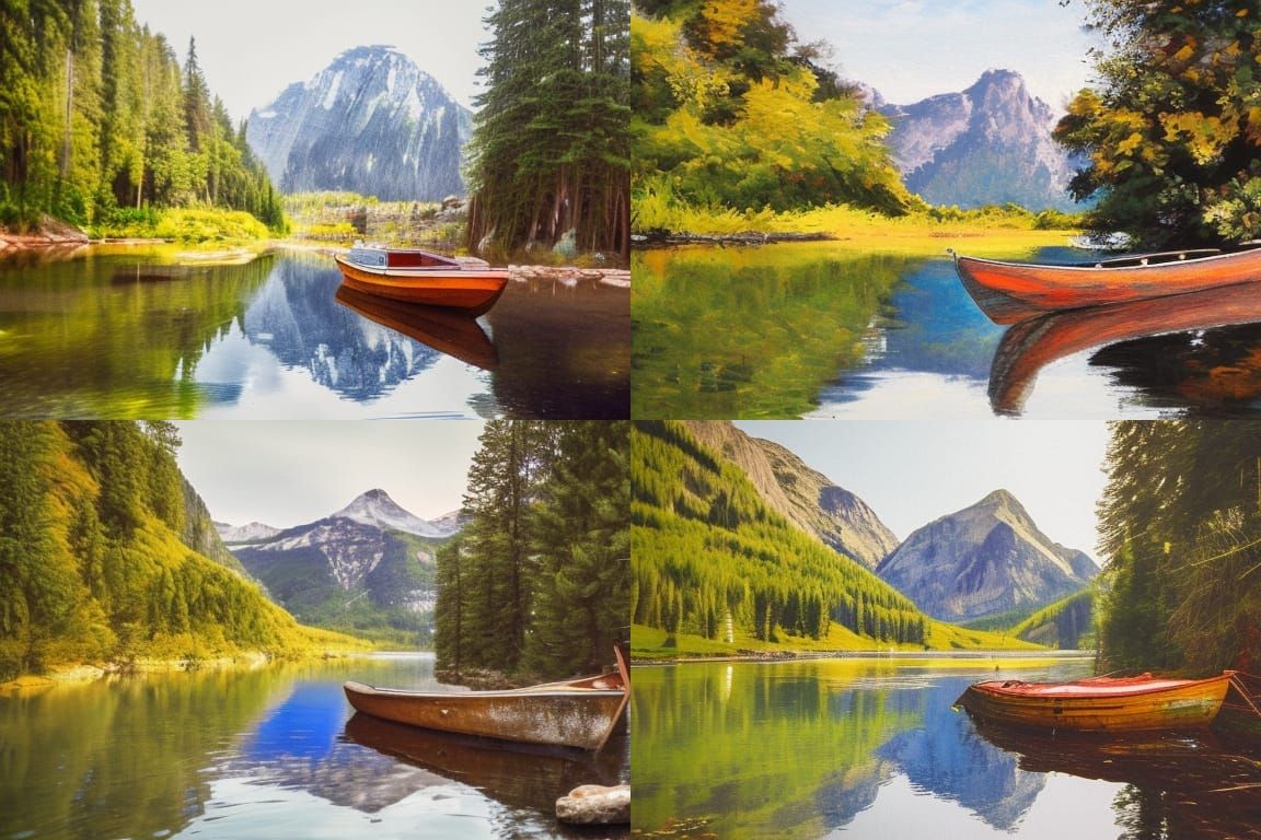 Solitary Boat on Still Lake