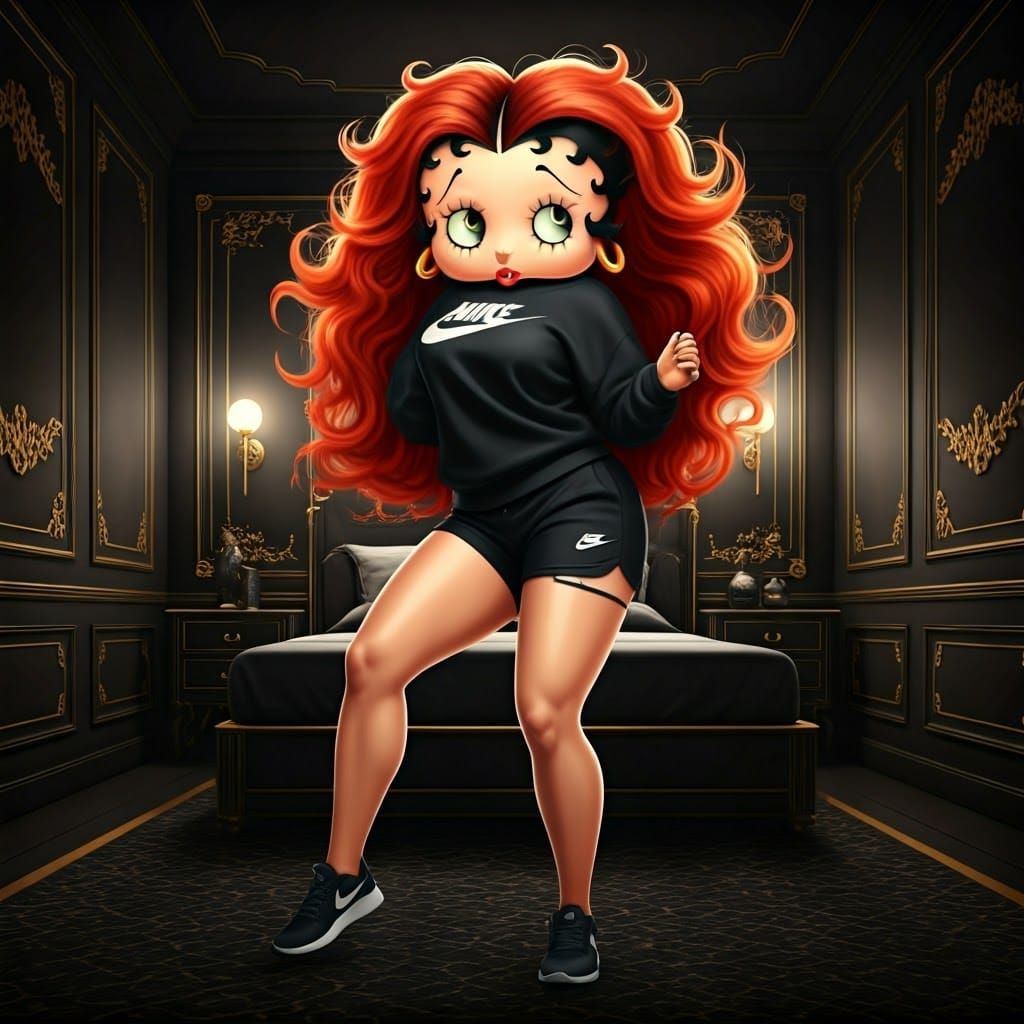 Glossy CGI Portrait of a Dancing Betty Boop in a Luxurious B...