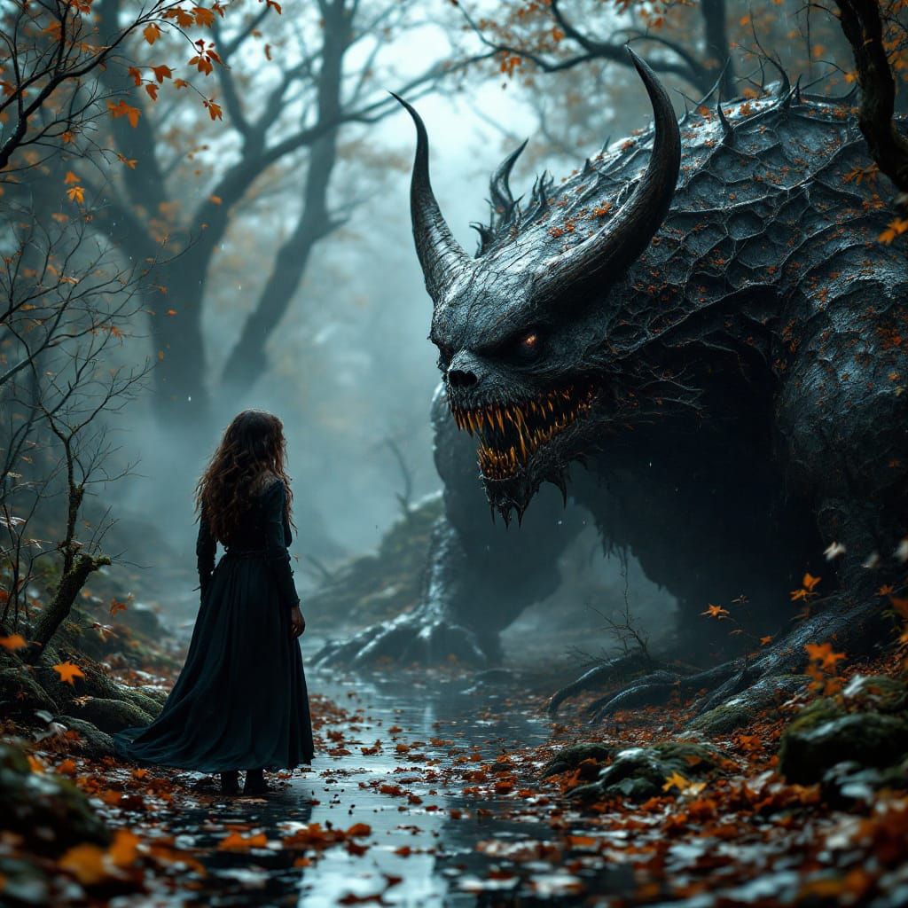 Photorealistic Autumn Books in Rain