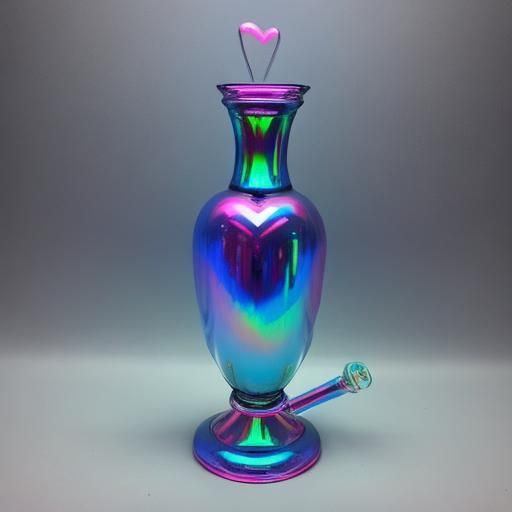Heart-Shaped Iridescent Bong Smoking: AI Generated