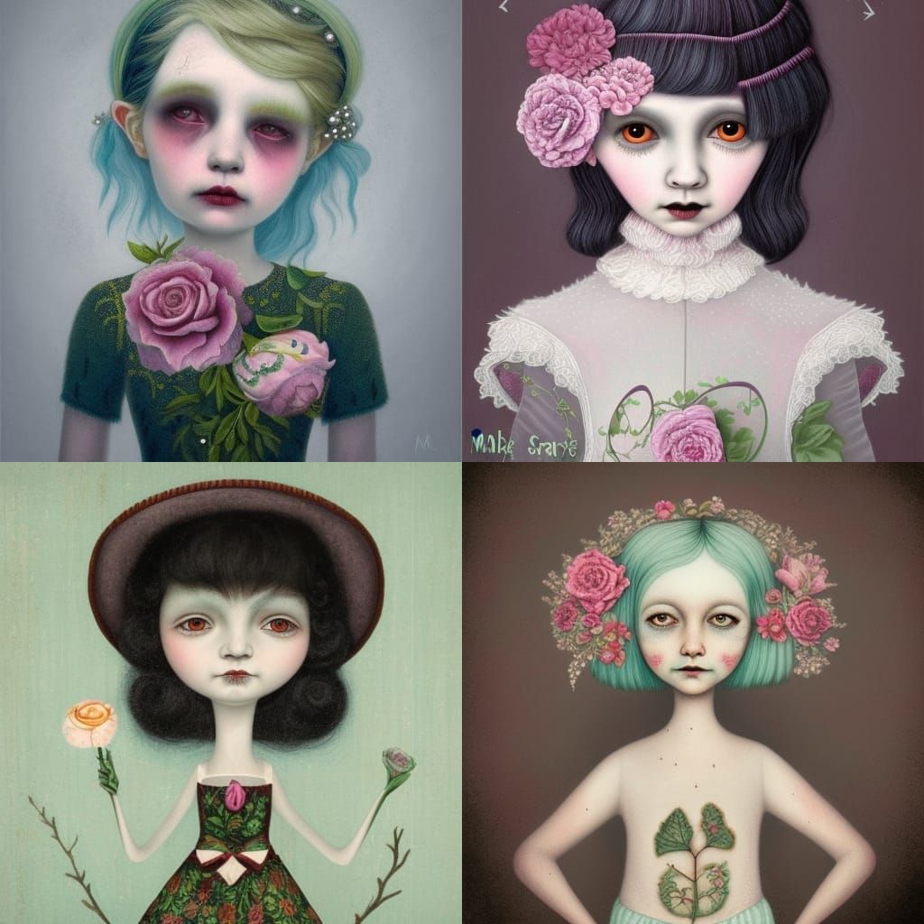 Dreamy Character Portrait in Pop-Surrealist Style