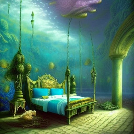 Underwater Palace Dream in Green and Turquoise