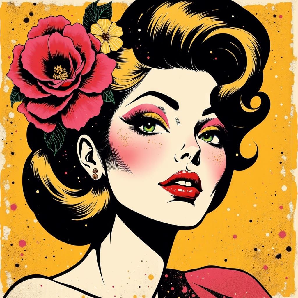 Glamorous Woman in 1960s Pop Art Style