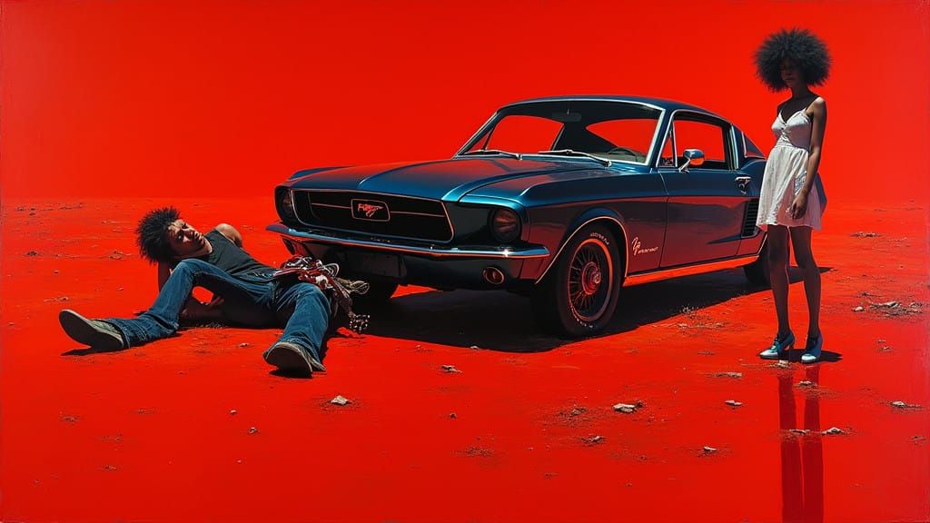 Surrealistic Automotive Landscape in Chrome and Oil