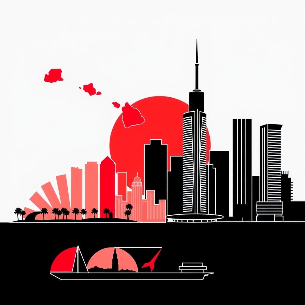 Vibrant Urban Landscape by Day and Night