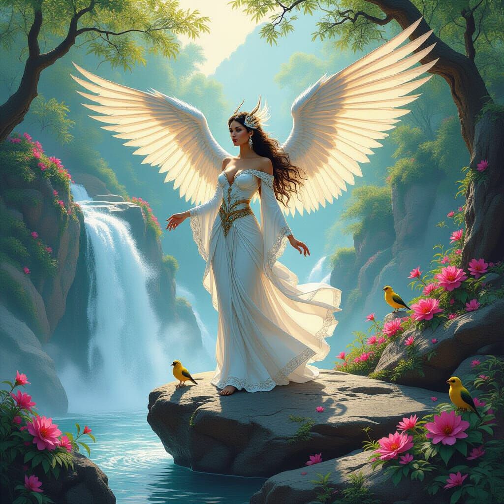 Eagle Shaman with Dragon Wings in Frazetta Style